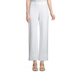 Eileen Fisher Washable Crepe Wide Leg Ivory Pant